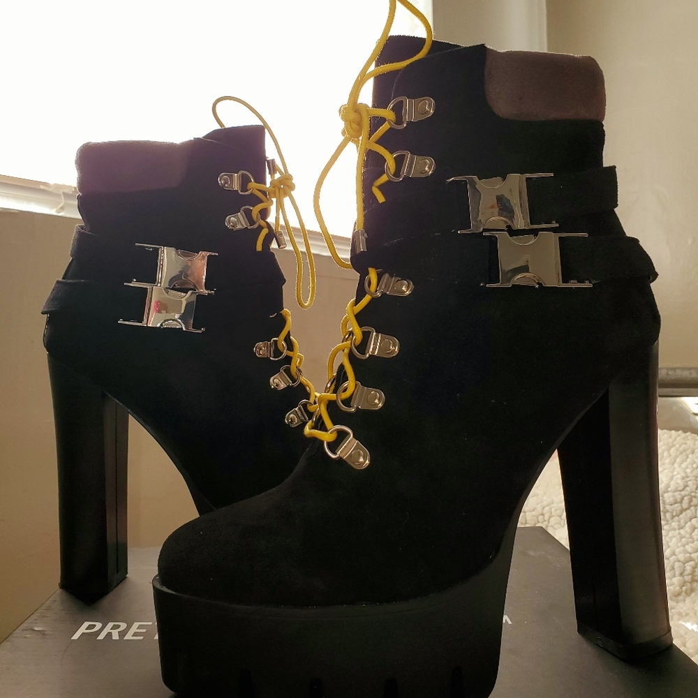 Black Suede Platform Ankle Boot